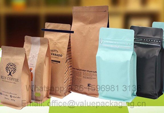 China Custom printed kraft compostable empty flat bottom coffee bags with  valve and zipper for coffee beantea packaging Manufacturer and Supplier   OK Packaging