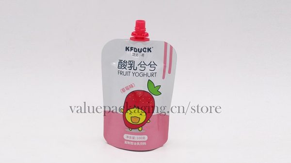 203 100ml aluminum foil pink spout doypack for yoghourt