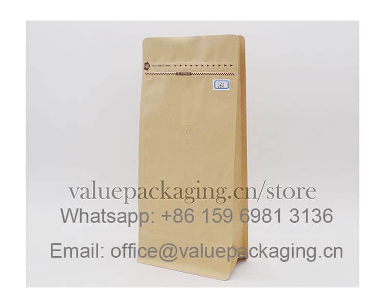 1kg kraft paper flat bottom coffee bag