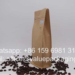 250g kraft paper skinny box bottom coffee bag