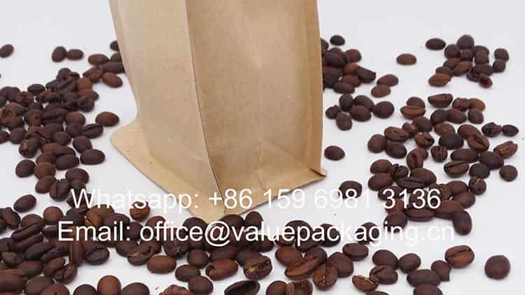 250g kraft paper skinny box bottom coffee bag