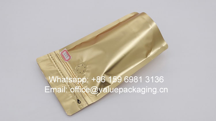 200g matte golden standup zipper coffee bag