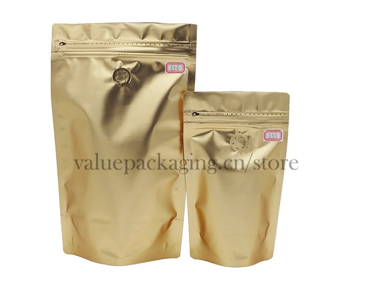 200g matte golden standup zipper coffee bag