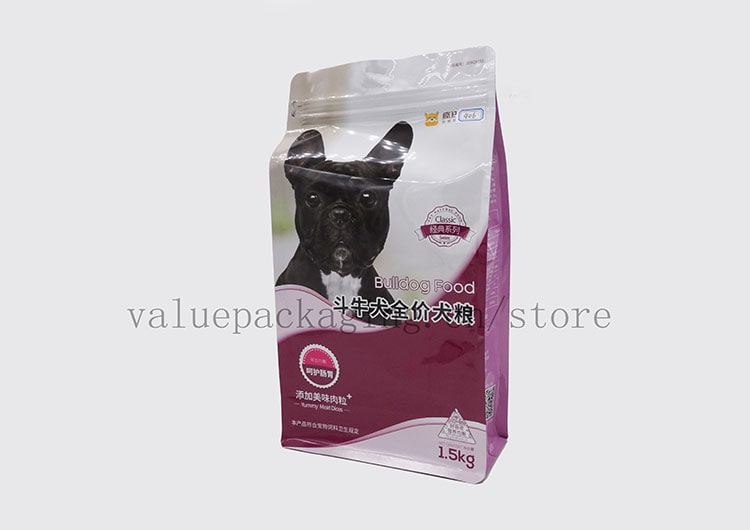 Block bottom standing pouch bag for dog food 1.5kg