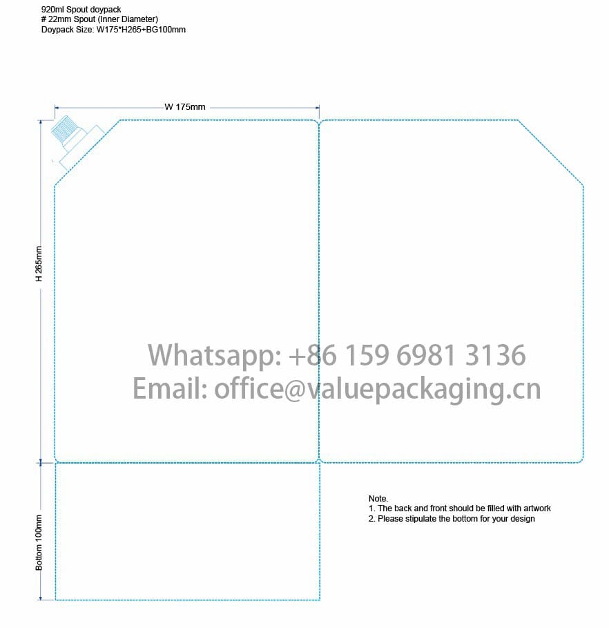 920ml Doypack W175XH265+BG100 22mm Spout
