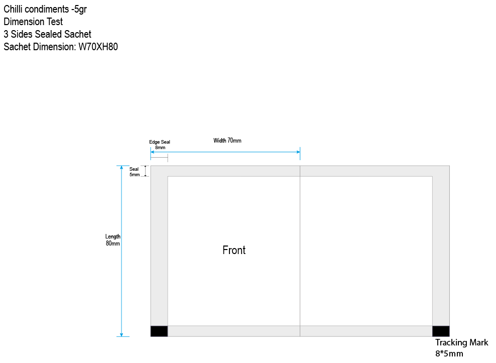 Chilli condiments-5g- 3 Sides Sealed W70XH80 - 5mm edge seal