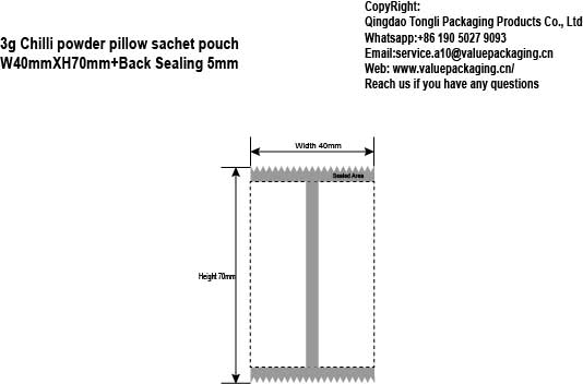 Chilli Powder 3g Pillow Pouch W40XH70+BS5mm V39