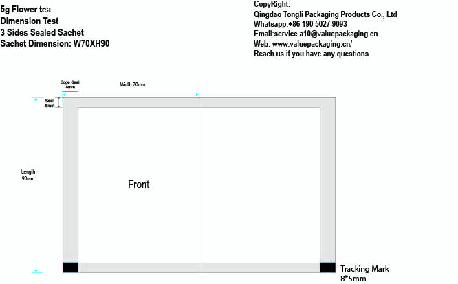 5g flower tea- 3 Sides Sealed W70XH90 - 5mm edge seal