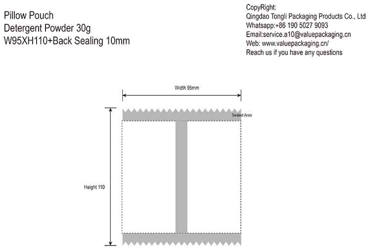Detergent Powder 30g Pillow Pouch W95XH110mm+BS10mm #96-2