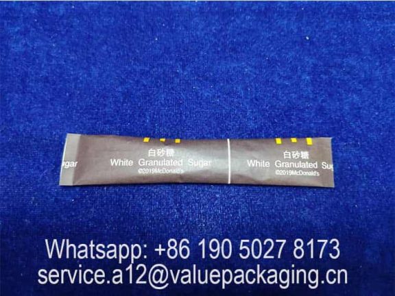 Popular package dimension of 10 gr sugar long stick pouch package