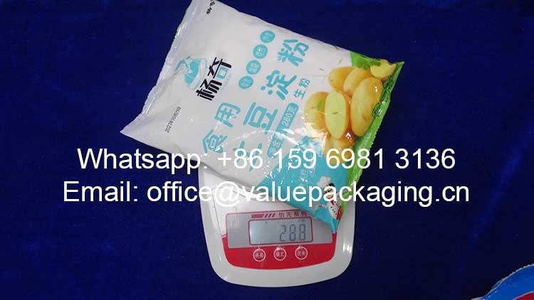 weighing-280-grams-potato-starch-poly-sachet-bag