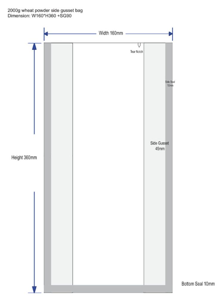 2000g wheat power side gusset bag