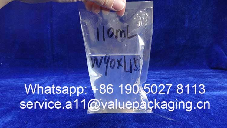 Filled-level-of-110-ml-liquid-product-poly-pack-pouch