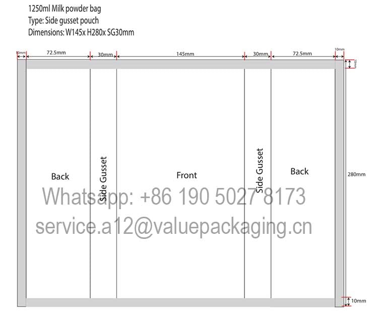 Milk Powder-1250ml-Side Gusset-W145xH280+Side Gusset30x2 mm -Package-T164