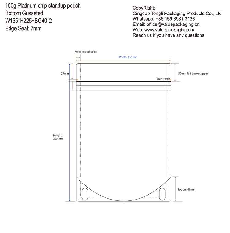 Dimension-150g-Platinum-chip-standup-doypack-pouch-W155XH225BG80-Inner-zippe