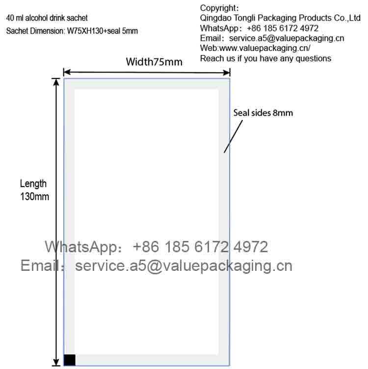 Dimension-alcohol-drink-sachet-W75XH130-5mm-edge-seal