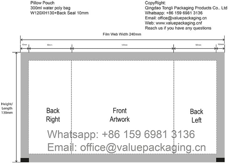 Water poly bag-300ml-Pillow Pouch-W120xH130 mm-bag