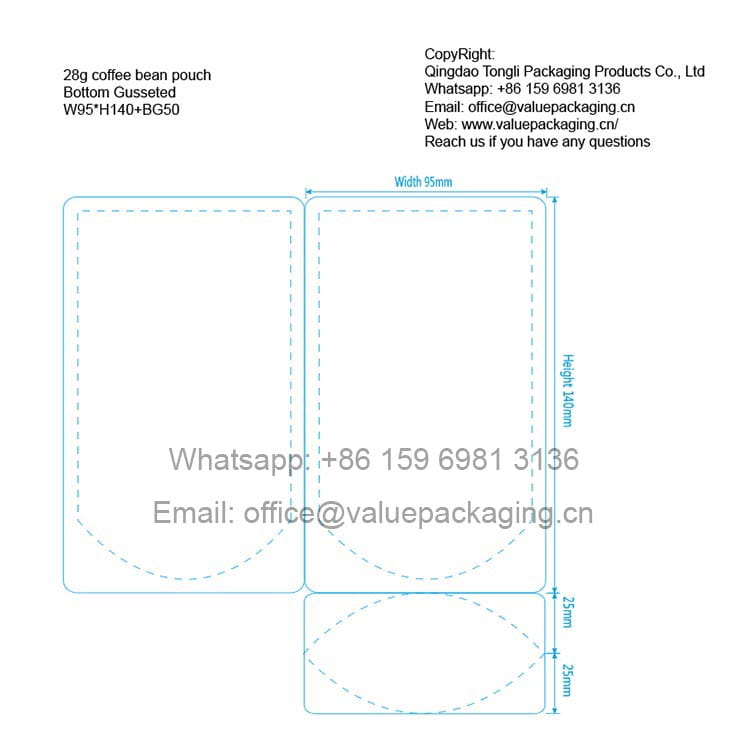 28g bottom gusset doypack W95XH140+BG50 Artwork Design Template