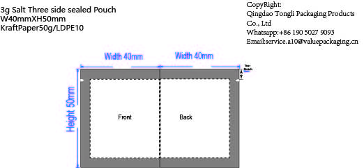 Die-cut-3g salt three side sealed W35XH40 KraftPaper-LDPEV69