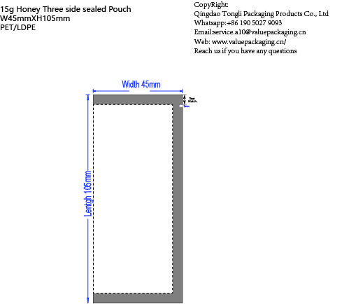 Dieline-15g honey three side sealed W45XH105 PET-LDPE #241