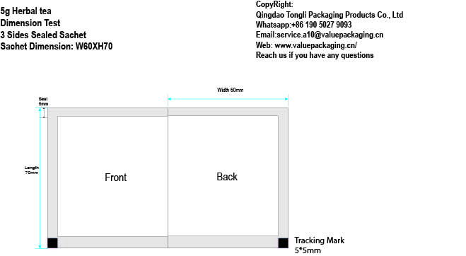 Template-5g Herbal tea- 3 Sides Sealed W60XH70 - 5mm edge seal-V77